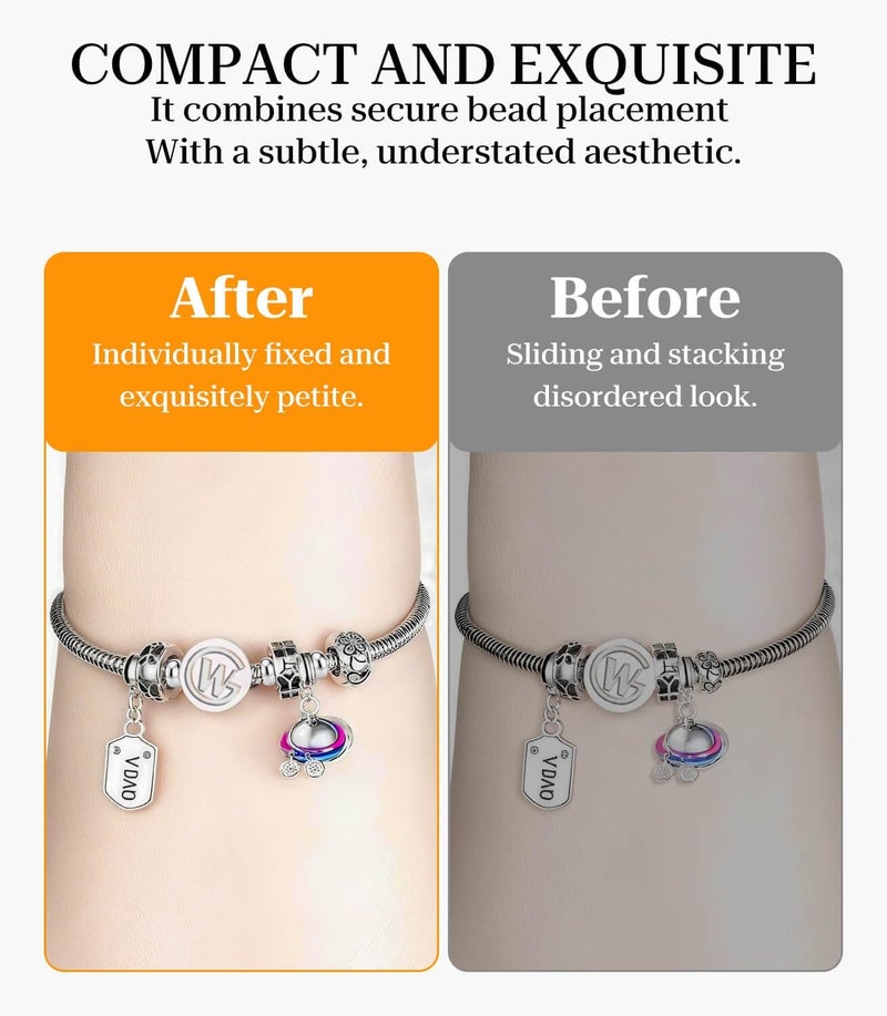 GW Stopper Charms 925 Sterling Silver Round Rondelle Spacer Beads for Charm Bracelets for Women - Image 4